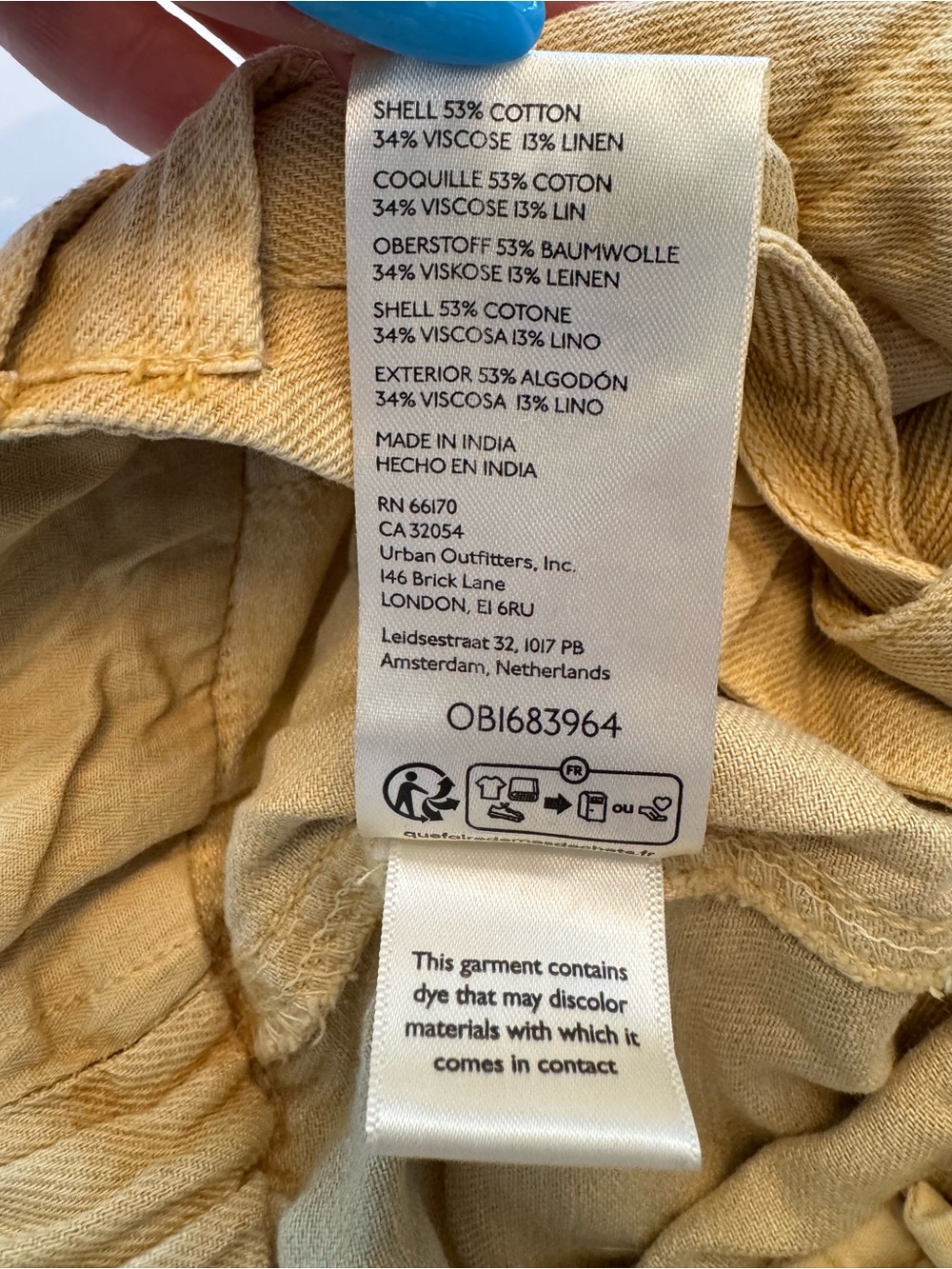 Free People Yellow Cotton Linen Blend Oversized Cargo Pants NWT Size M - Picture 7 of 7